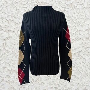 vintage 90s argyle patterned turtleneck sweater